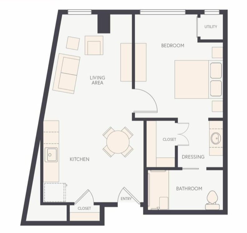 One Bedroom Plus C floor plan