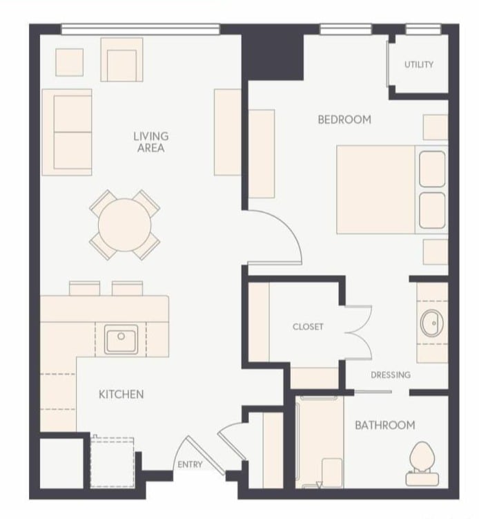 One Bedroom Plus B floor plan