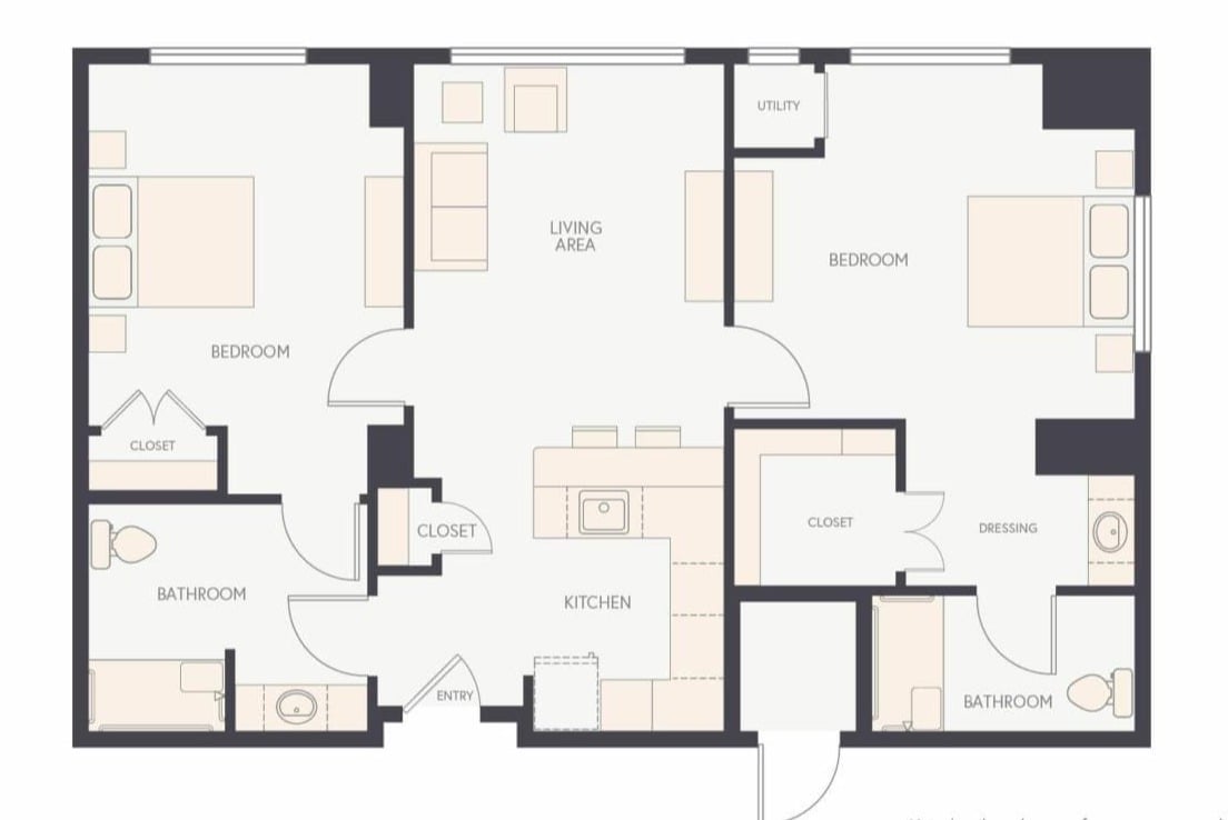 Two Bedroom B floor plan